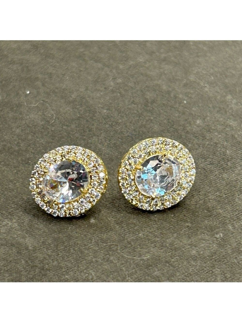 Melanie Lyne Gold-tone round crystal rhinestone diamanté stud earrings formal